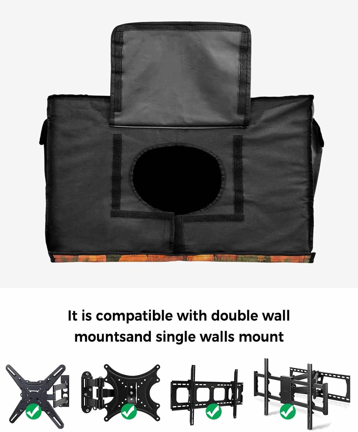 Outdoor TV Cover Thanksgiving Farm Blue Truck Watercolor Pumpkin Waterproof and Weatherproof 36"-39" LCD Movable Shield TV Display Screen Protector Outside Television Covers