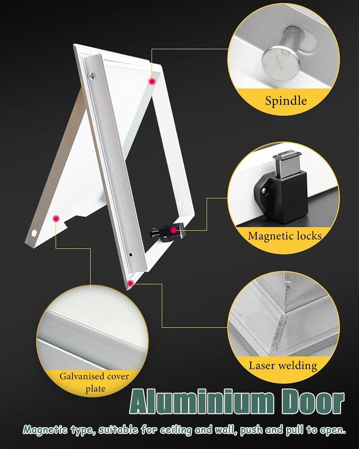 Panel de acceso cuadrado para puerta de loft, cubierta magnética de servicio para fontanería y medidor, ideal para uso en baño, duradero y fácil instalación