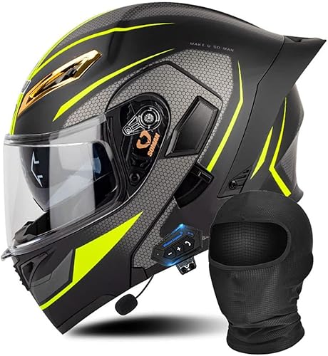 Miniatura 7 de Casco modular Bluetooth para motocicleta, aprobado por DOTECE, cascos delanteros abatibles, viseras antivaho duales, casco de cara completa, MP3