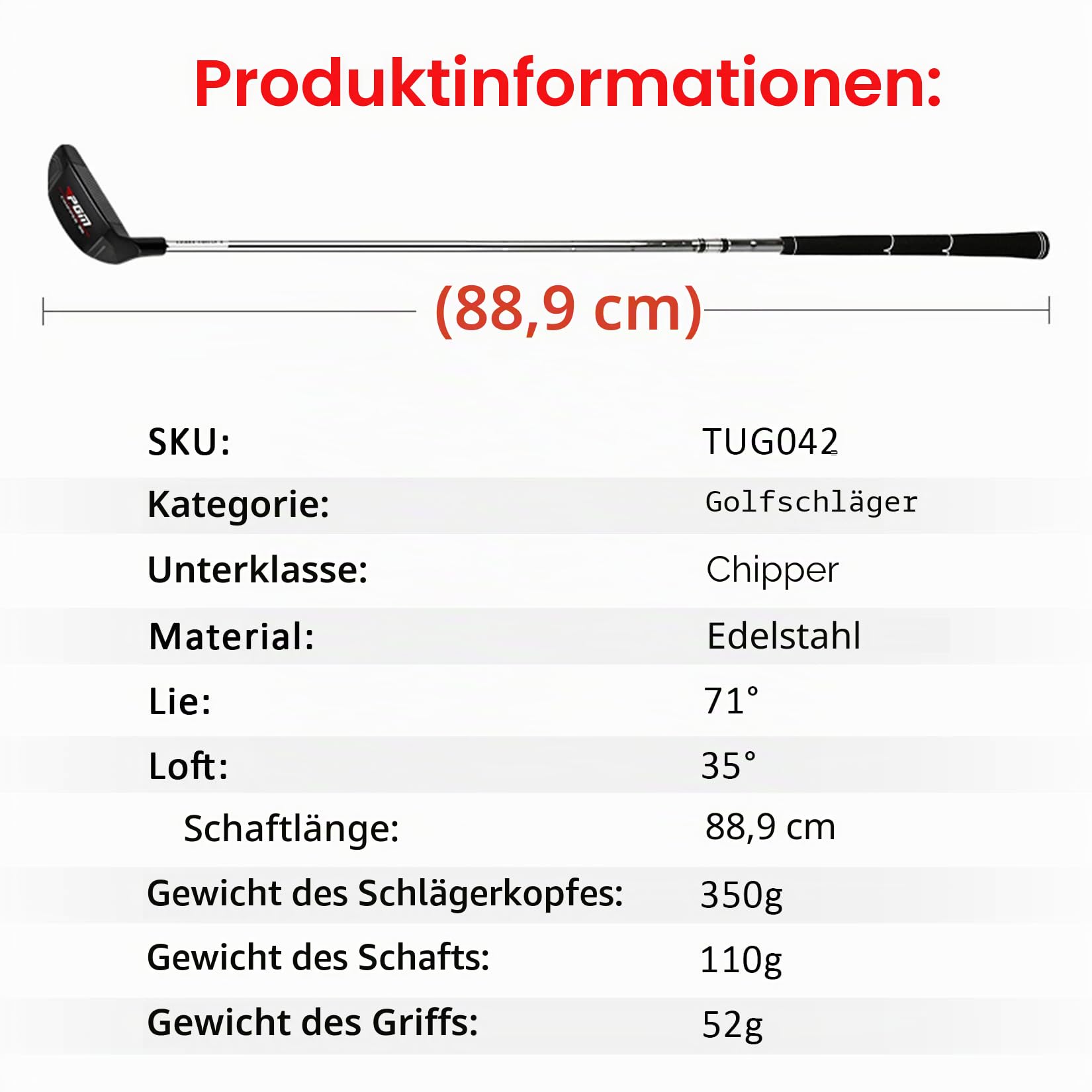 PGM Premium Sandkeil, Lob Wedge für Damen & Herren - Easy Flop Shots - Legal für Turnierspiele, schneidet schnell Schläge aus Ihrem kurzen Spiel - High Loft Golfschläger