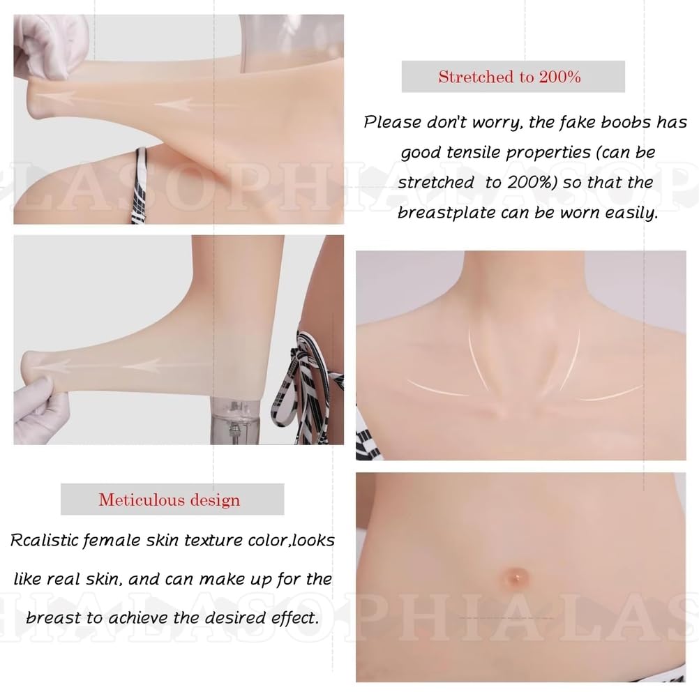 Tuta Intera in Silicone per Uomo, con Scollo Alto, Coppa E, Un Pezzo, con Seni Finti, Tuta, Corazza per Cosplay