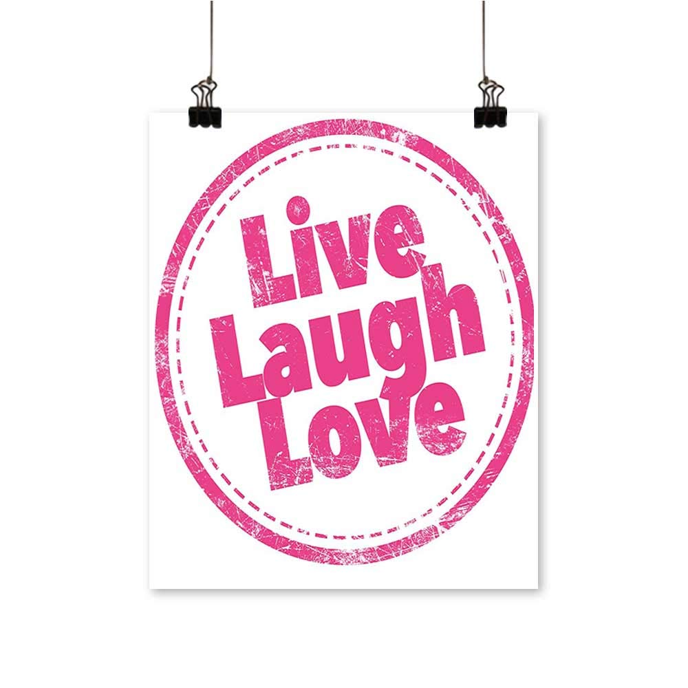 Artwork for Office Decorations Motivati al LIF tyle Stamp Cute Grunge Hot Pink White Canvas Living Room,24" W x 40" L/1pc(Frameless)