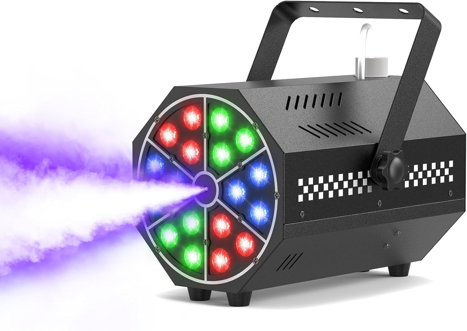 Nebelmaschine, 800 W Nebelmaschine Mini, 18 Hohe Helligkeit LED RGB mit Fernbedienung, Lauflicht/Farbverlauf/Sprung/Puls/Stroboskop, für Partys, Weihnachten, Halloween, DJ-Bühnen