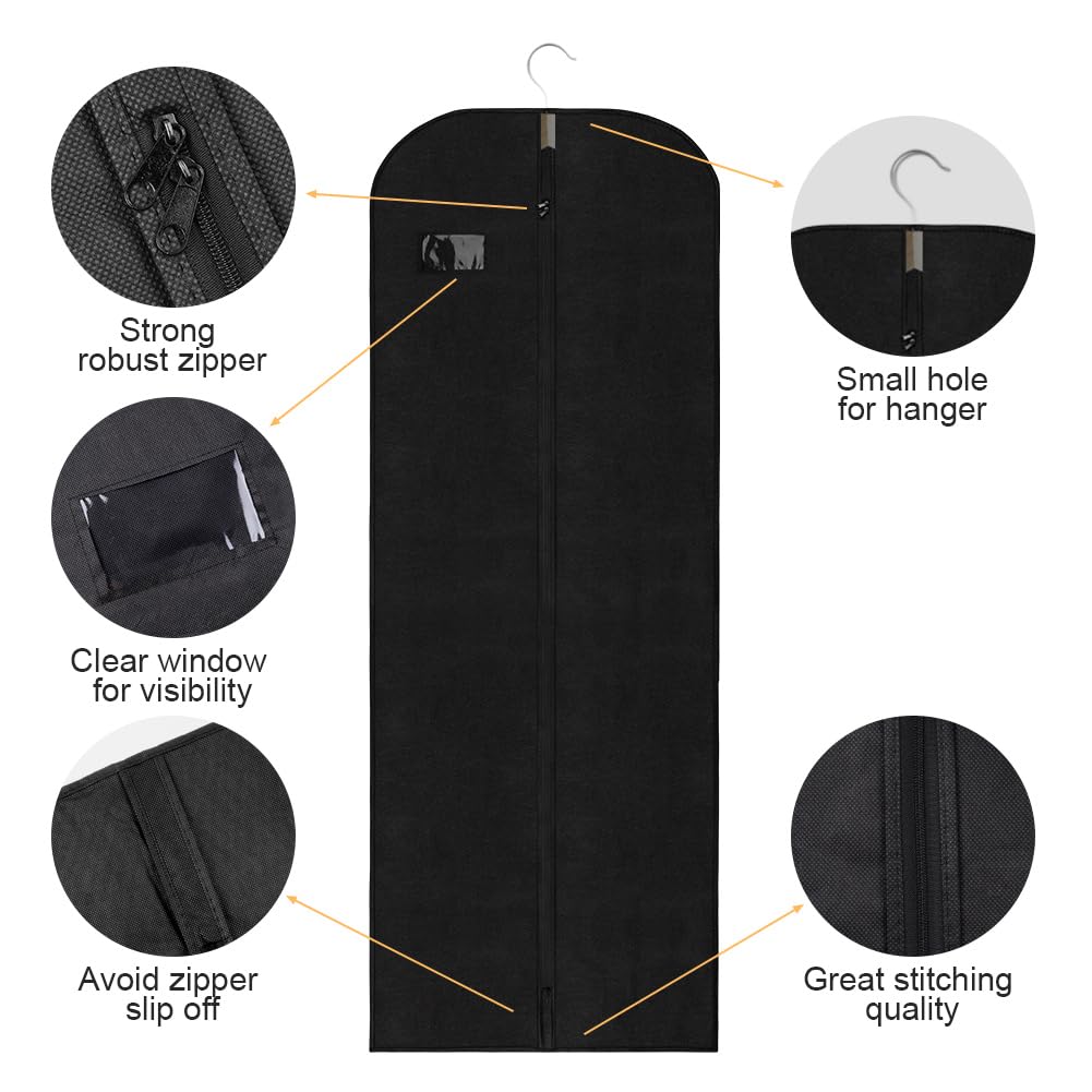 Vicloon Garment Bags, 4PCS Clothes Cover Bags Set Waterproof Dustproof With Zipper - Image 3
