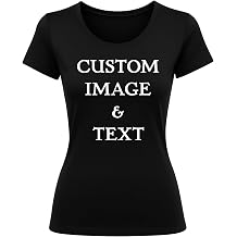 Personalized Womens Crewneck T-Shirt Upload Image & Text, DTG Printed Soft Cotton Custom Tee