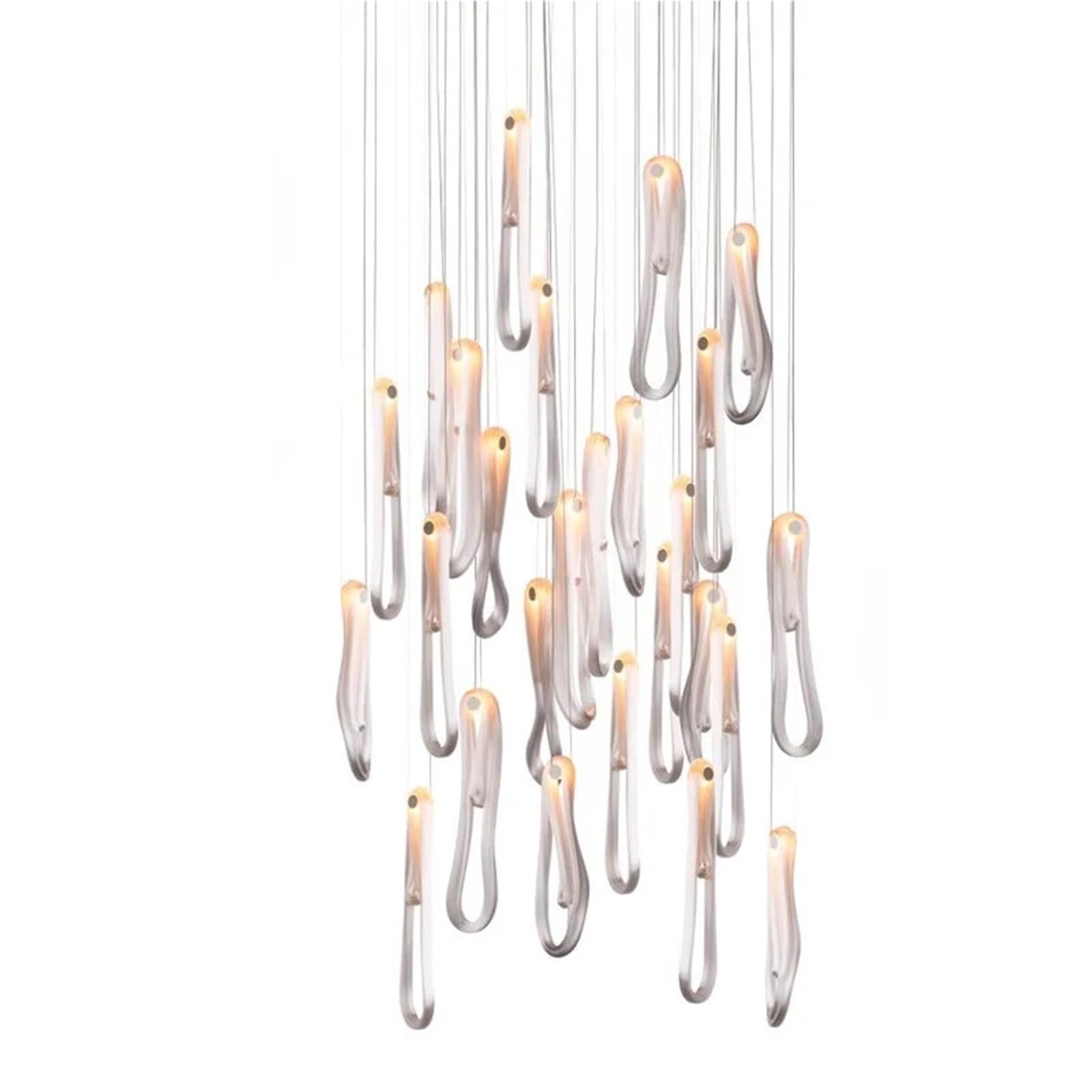 WAQIDCXBOA Nordic LED Glass Ceiling Chandelier Ribbon Lampshade Suitable for Living Rooms and Stairwells Metallic Dimmable