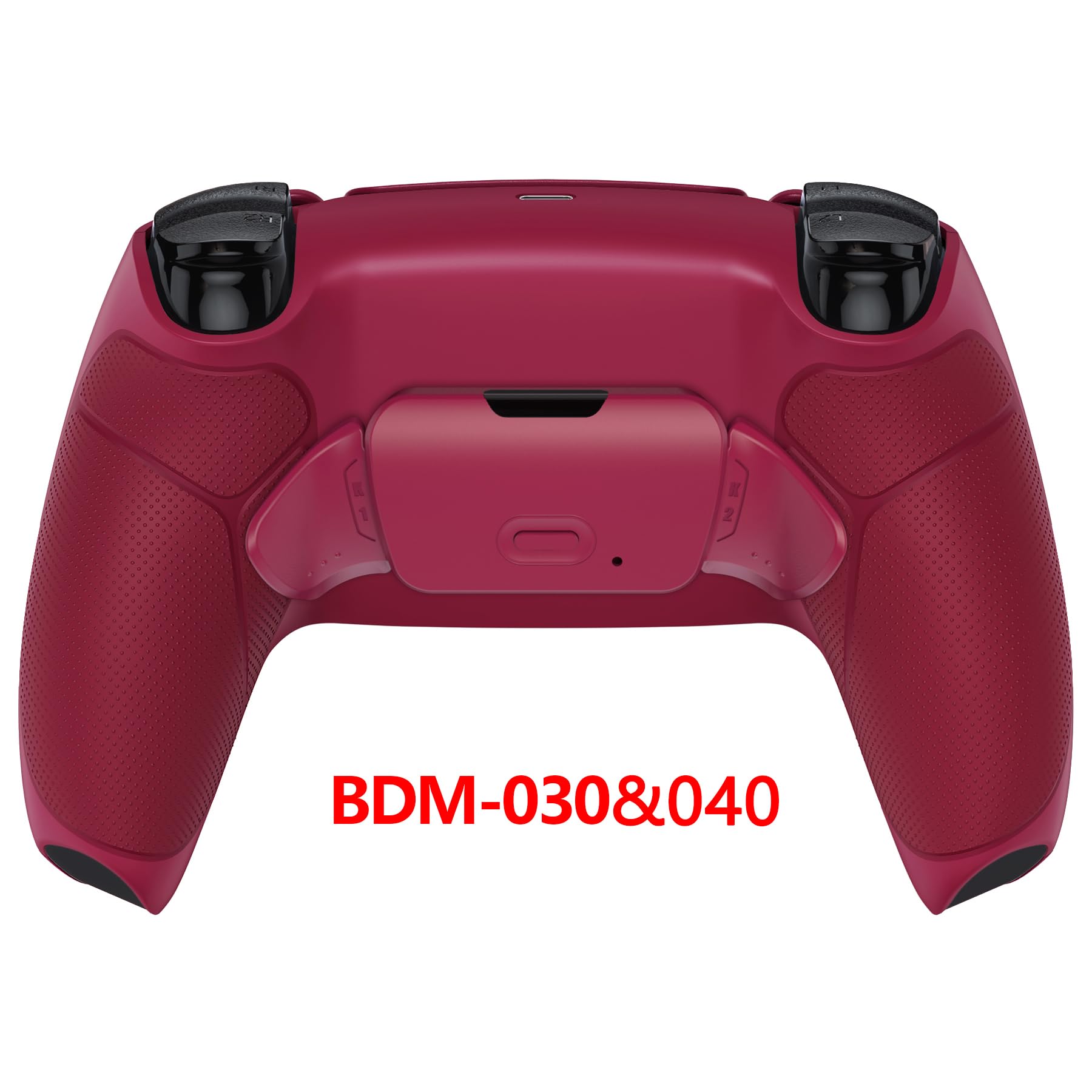 eXtremeRate Cosmic Red - Kit de reasignación Rise programable de Agarre de Goma para Controlador PS5 BDM-030 BDM-040, Tablero de actualización y Carcasa Trasera Negra y Botones Traseros, Controlador