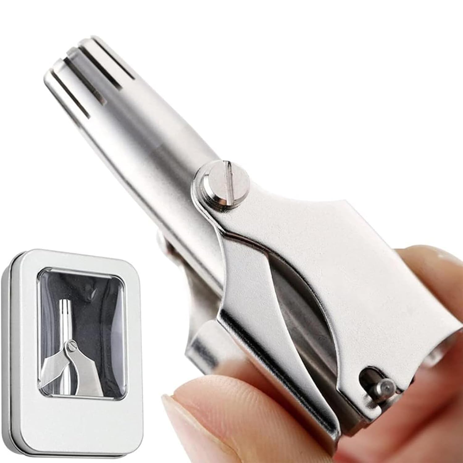 Manual Nose & Ear Hair Clipper Trimmer | Stainless Steel Painless Trimmer with Storage Case & Cleaning Brush | Travel-Friendly, No Battery Required-image-46