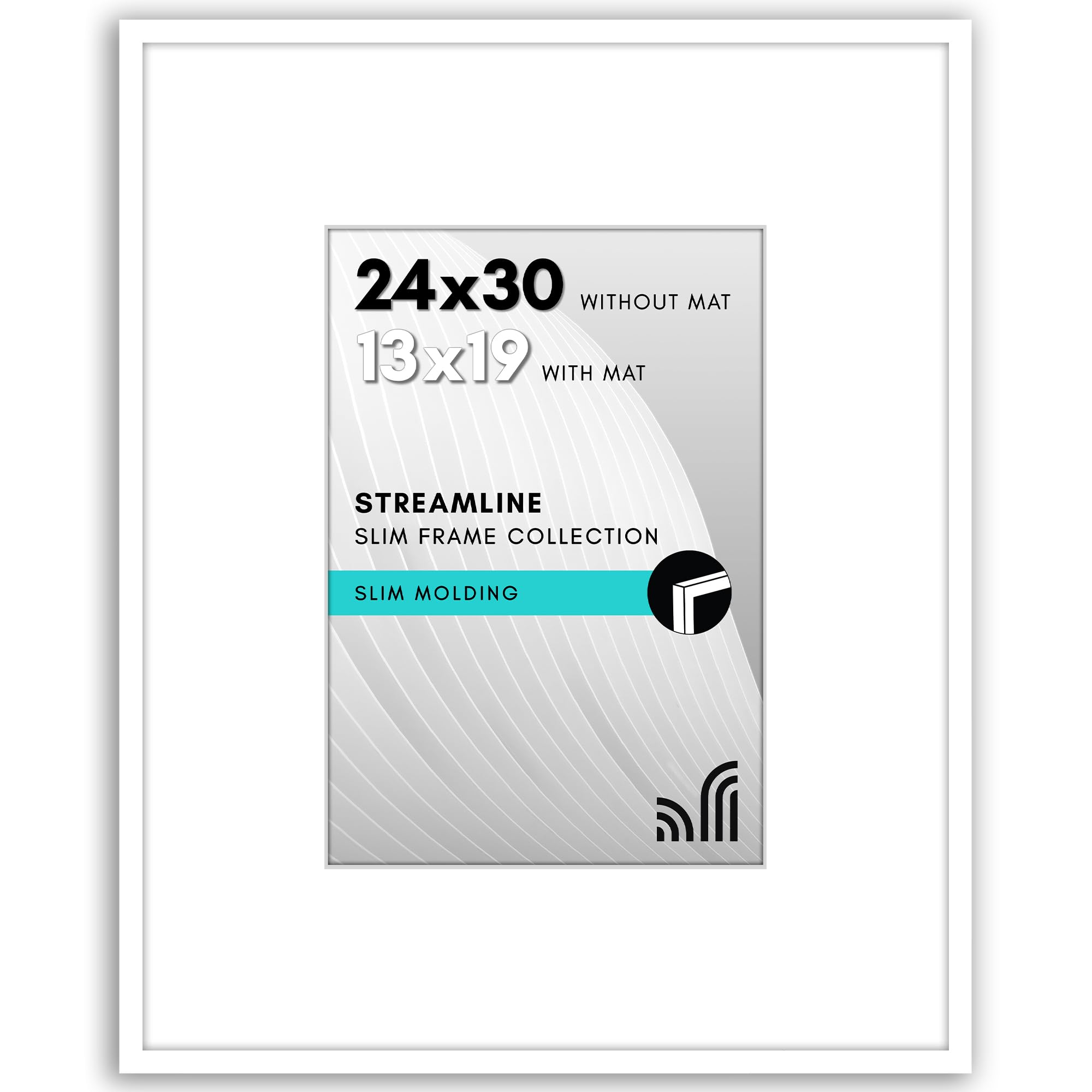 Americanflat 24x30 Picture Frame with Polished Plexiglass - Use as 13x19 Frame with Mat or Display 24x30 Photo Without Mat - Signature Collection - Thin Picture Frames for Wall Display - White — image 1