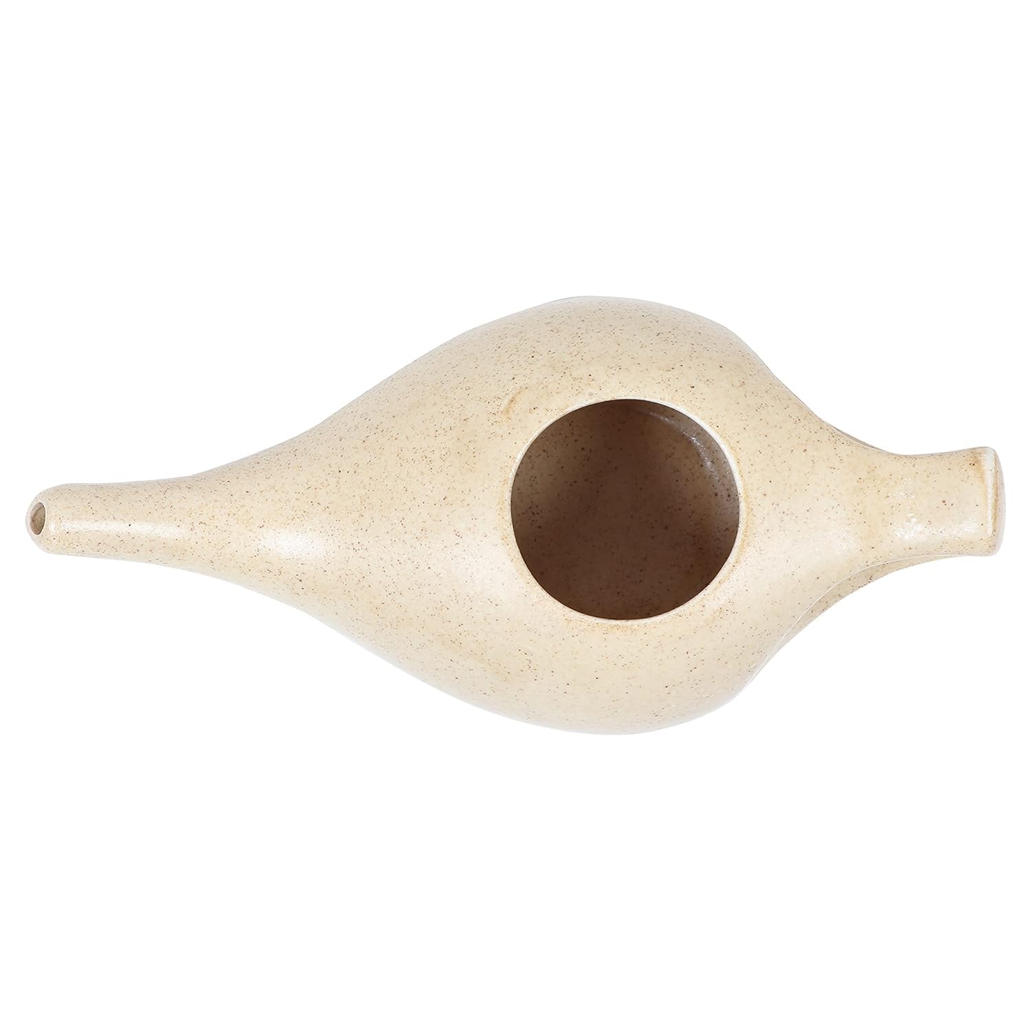 QIMACPLUS Leak-Proof Durable Ceramic Jal Neti Pot | Non-Metallic, Lead-Free, Microwave & Dishwasher Safe with Comfortable Grip | 1 PCS (Brown Matt - 220 ML) 1
