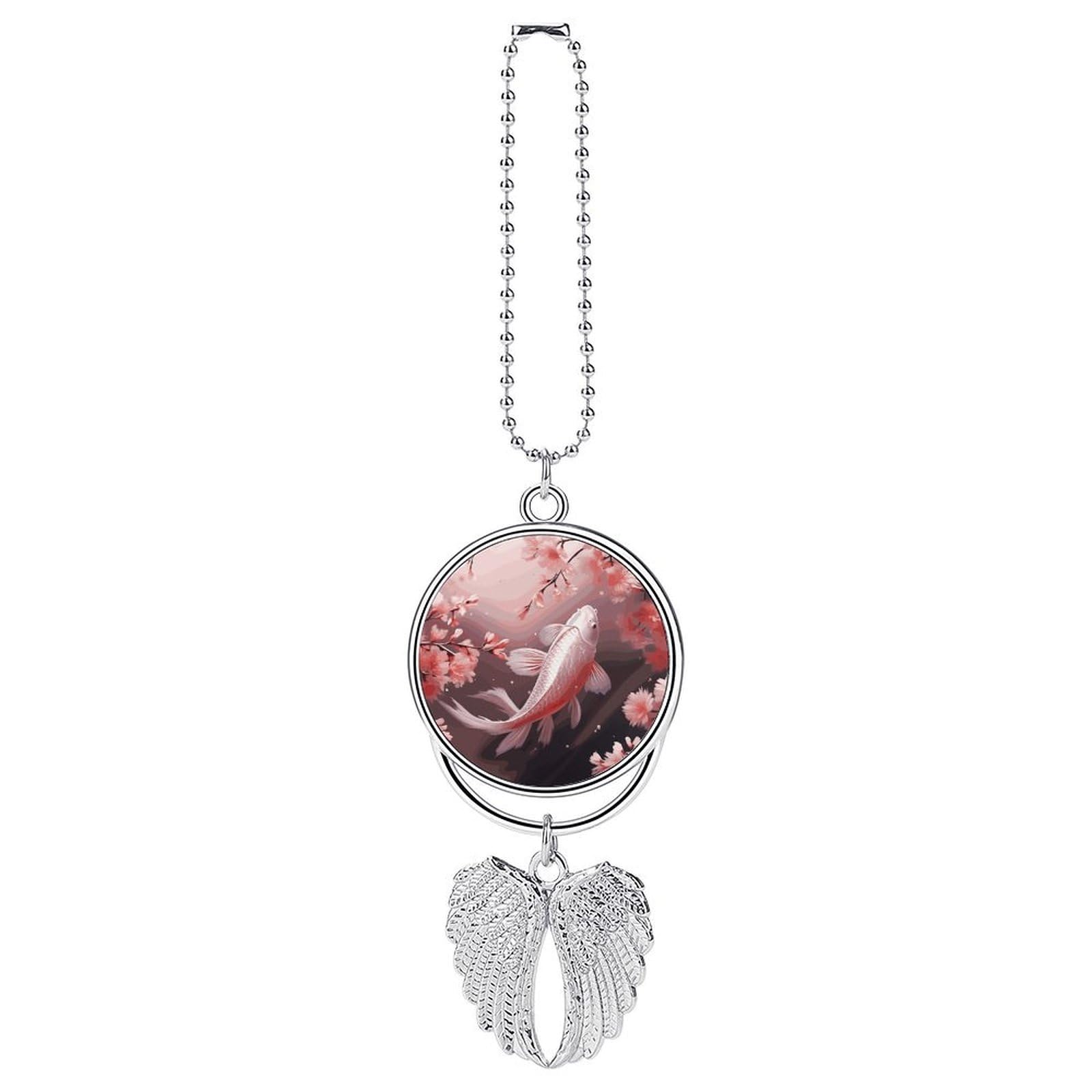 Pink Cherry Blossom Red Carp Car Pendant Hanging Swing Auto Rear View Mirror Hanging Car Rear View Mirror Charm Truck Hanger Ornament Charm for Car Rear View Mirrors Accessories