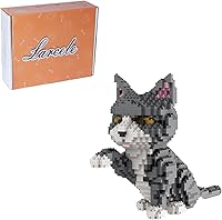 Vista 13 de Larcele Conjunto de animales de bloques de construcción micro para gatos, mini ladrillos de juguete de construcción 3D, 1191 piezas KLJM-05