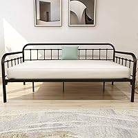 Vista 3 de HOMERECOMMEND Metal Daybed Frame Heavy Duty Metal Slats Sofa Bed Platform Mattress Foundation Twin Day Bed Black Sanded