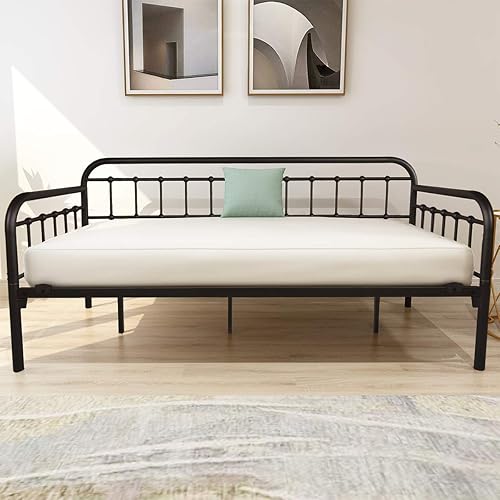 Miniatura 3 de HOMERECOMMEND Metal Daybed Frame Heavy Duty Metal Slats Sofa Bed Platform Mattress Foundation Twin Day Bed Black Sanded Color Negro lijado,Cobre