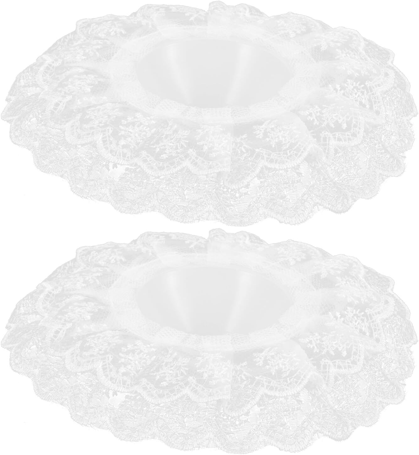 BEBEMOKO 2pcs Bridal Bouquet Lace Collar Floral Handle for Wedding DIY, White Lace Flower Collar Holders for Bride Bouquet Arrangement and Wedding Decoration