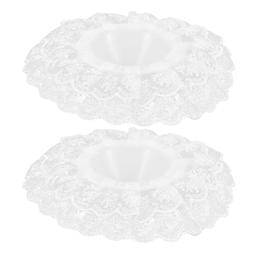 BEBEMOKO 2pcs Bridal Bouquet Lace Collar Floral Handle for Wedding