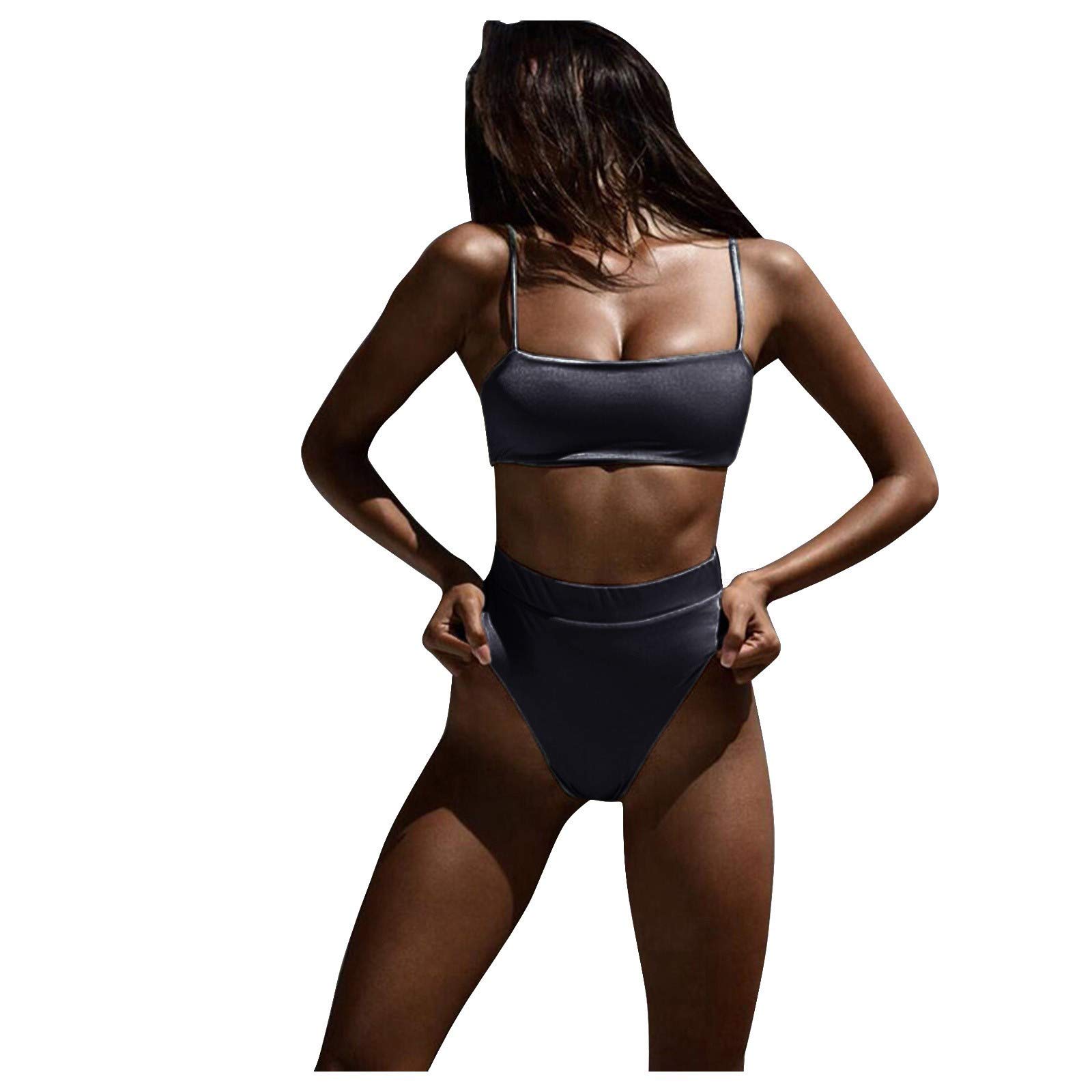 uxxnjfg Bikinis Mujer Braga Alta Traje de Baño Dos Piezas Reductor Cintura Alta Verano Brasileño Arena Surf Bikinis Swimwear