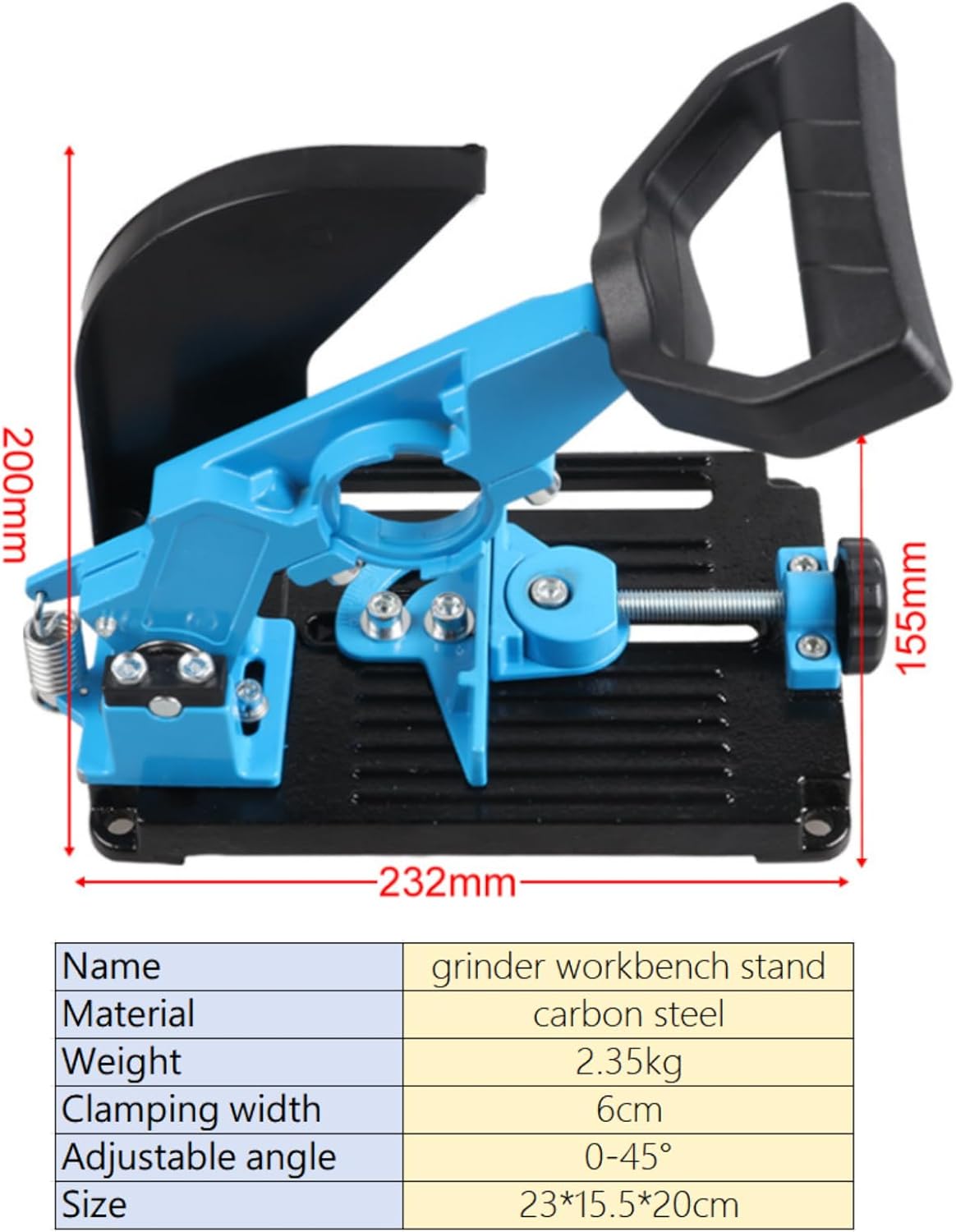 Adjustable Angle Grinder Stand, 38mm - 48mm Clamping Range with 0-45° Adjust Cutting Angle, Dual Use Bracket Holder for Angle Grinder and Hammer Drill