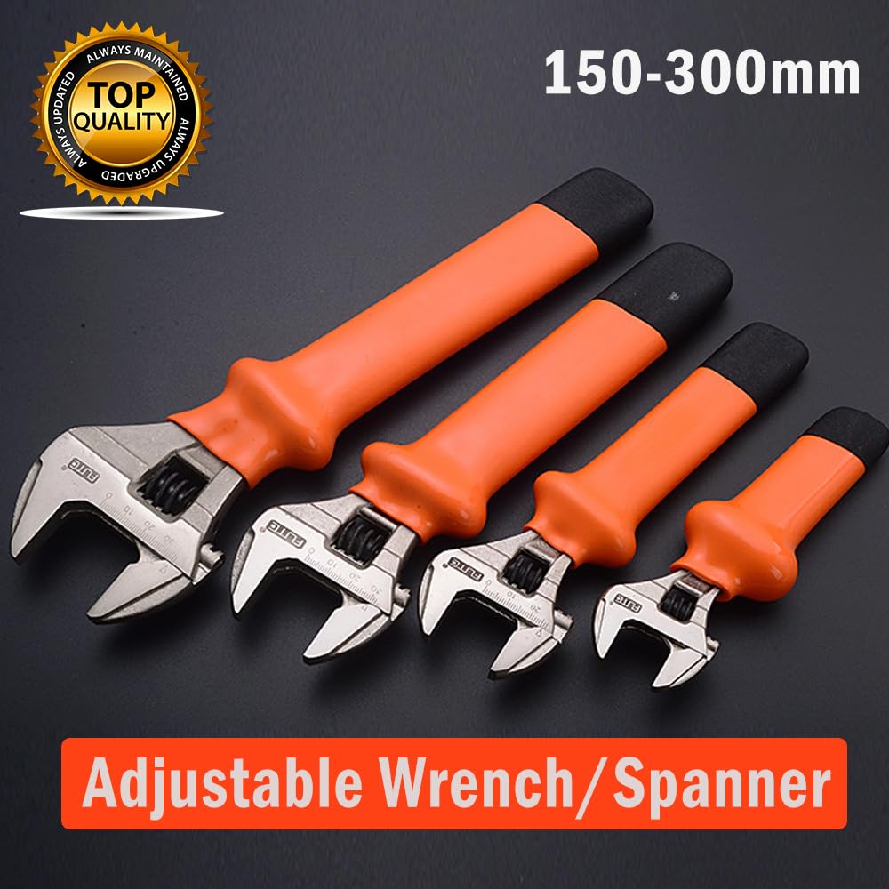 SEIWEI Juego de llaves ajustables de acero al cromo vanadio, herramienta de fontanería de mandíbula de 150-300 mm de ancho para fontaneros, agarre suave, ideal para baño/cocina