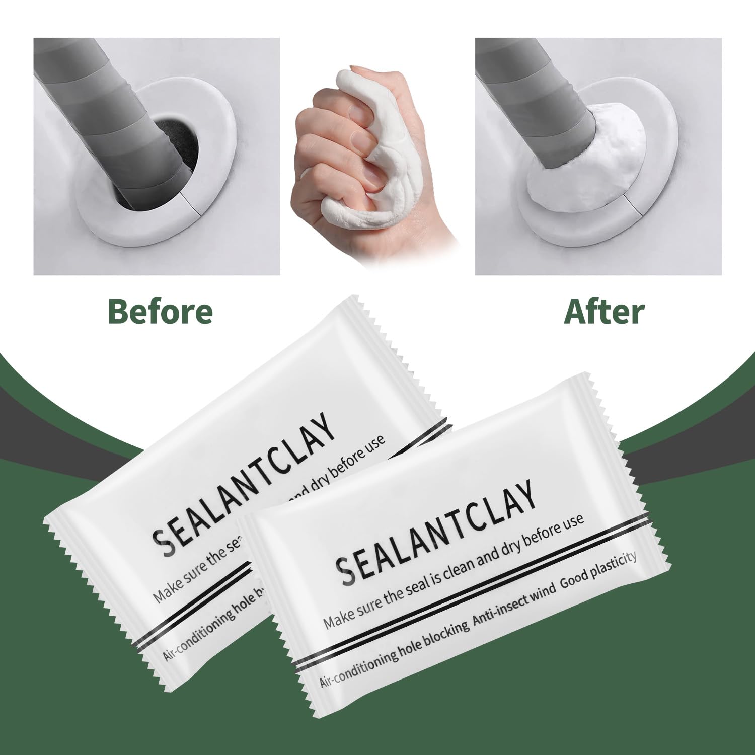 Waterproof Sealant Mastic,Pack of 8 White Seal Putty Waterproof Duct Seal Repair Sealing Clay, Quick Mending Mud for Drain Connection, Wall Hole, Air Conditioning Hole Seal Putty (16 Pack)