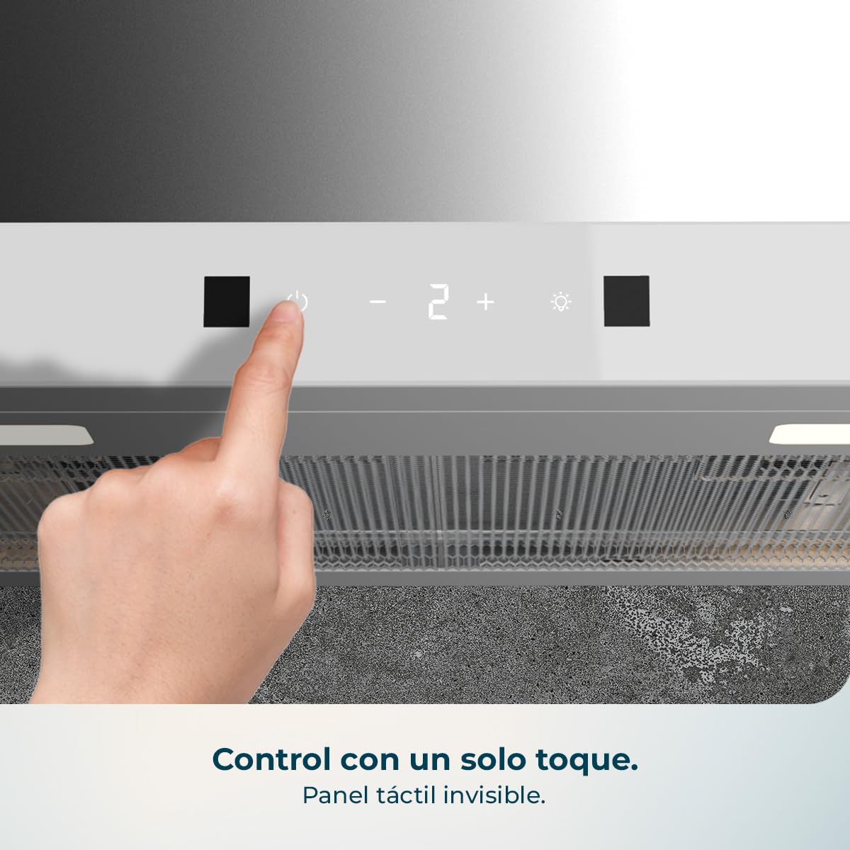 Cecotec Campana Extractora en forma de T Bolero Flux TT 604400 Inox A++, 60cm, 413,3m³/h de succión, Clase A++, Control Táctil Invisible, Hand Movement Control, Función Booster, Filtros Lavables