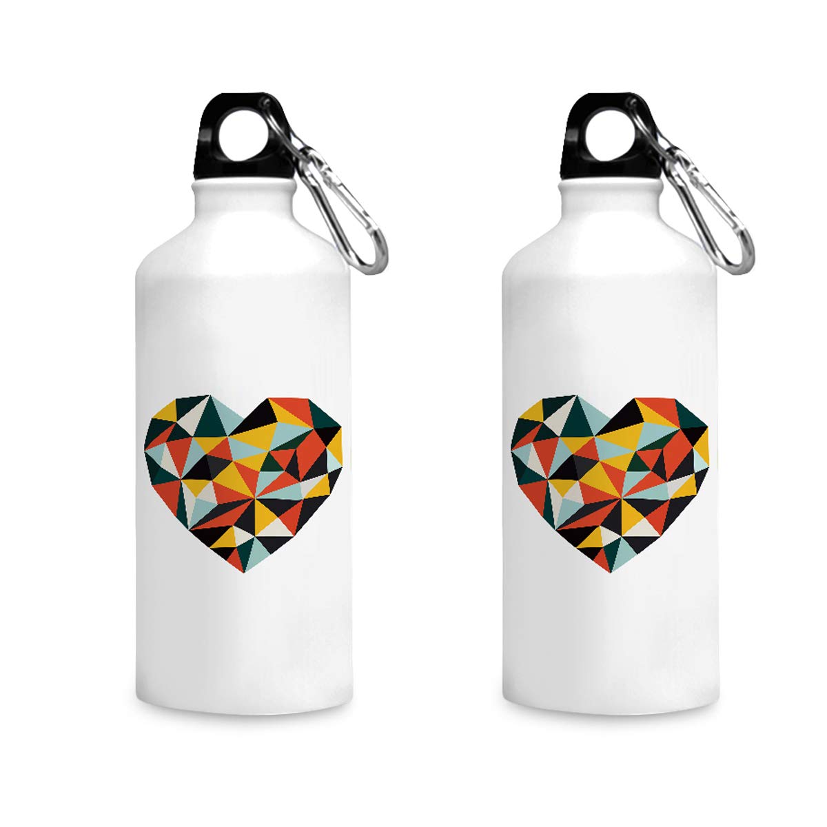 Motivate Box India Aluminum Coloured Geometrical Heart Printed Sipper Bottles, 750 Ml, White, 2 Piece-image-44