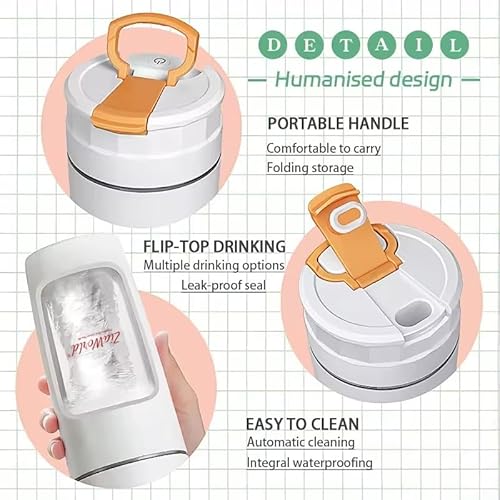 ZiaWorld Portable Blender, 600ml, Leakproof Lid, Robust Cordless Mini Personal Blender, BPA-Free, Rechargeable, Travel Mixer for Smoothies, Protein Shakes, Ice & Frozen Fruit, White - Image 8