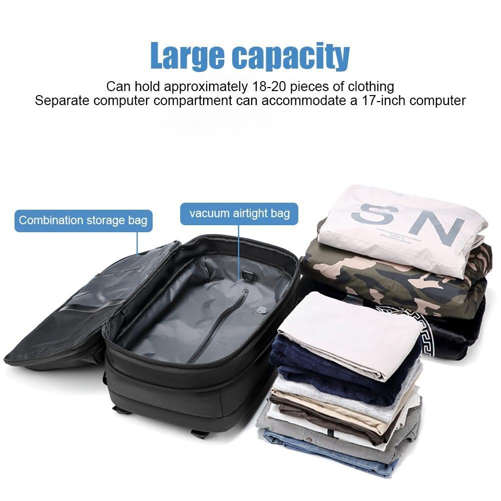 PLGEBR Mochila Airpack, mochila expandible de 60 L con compresión al vacío, mochila al vacío, resistente al agua, mochila antirrobo, mochila de viaje al vacío