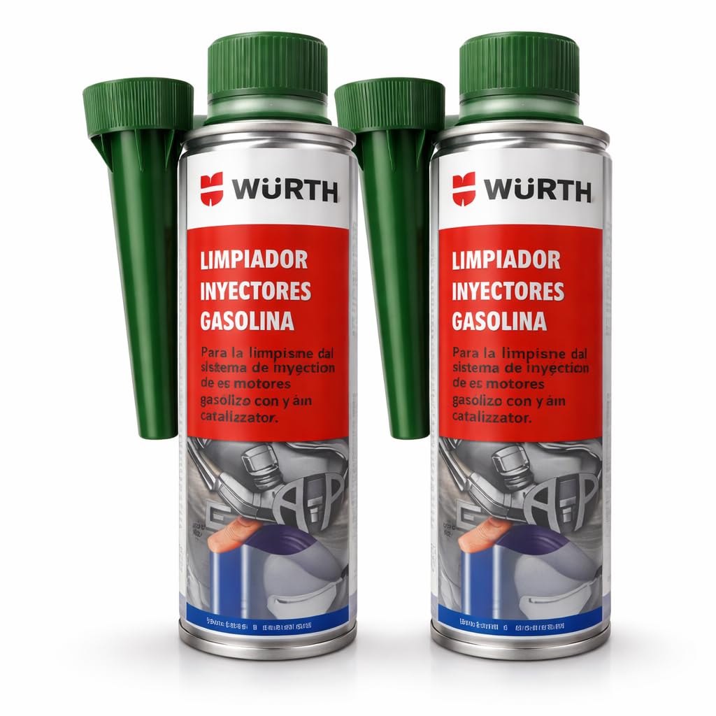 WÜRTH Limpiador de Inyectores Gasolina 300 ml | Aditivo Limpia Inyección y Sistema de Combustible | Elimina Depósitos, Mejora Rendimiento y Reduce Consumo | Compatible con Catalizador - Pack 1 Unidad