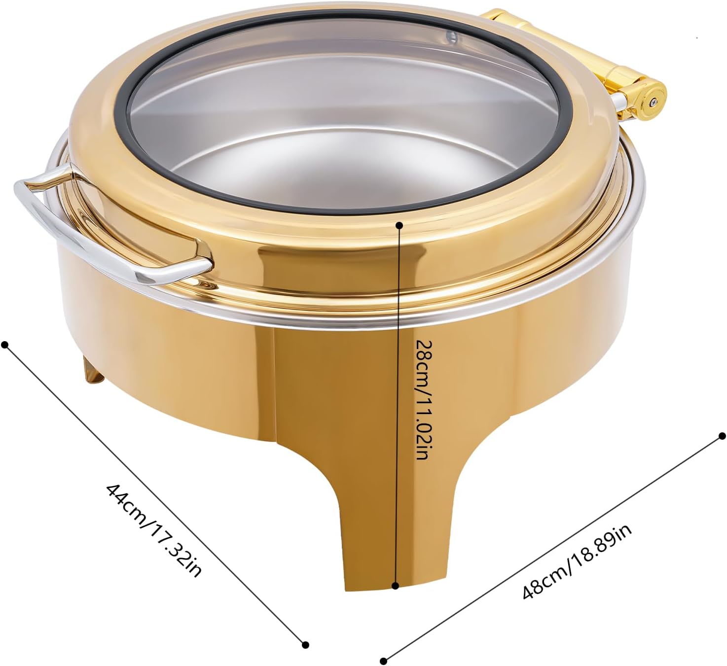 58 Gal Stainless Steel Chafing Dishes for Buffet Catering, Clear Glass Lid Food Warmers for Parties, Events, & Weddings - Ideal Buffet Serving Solutions