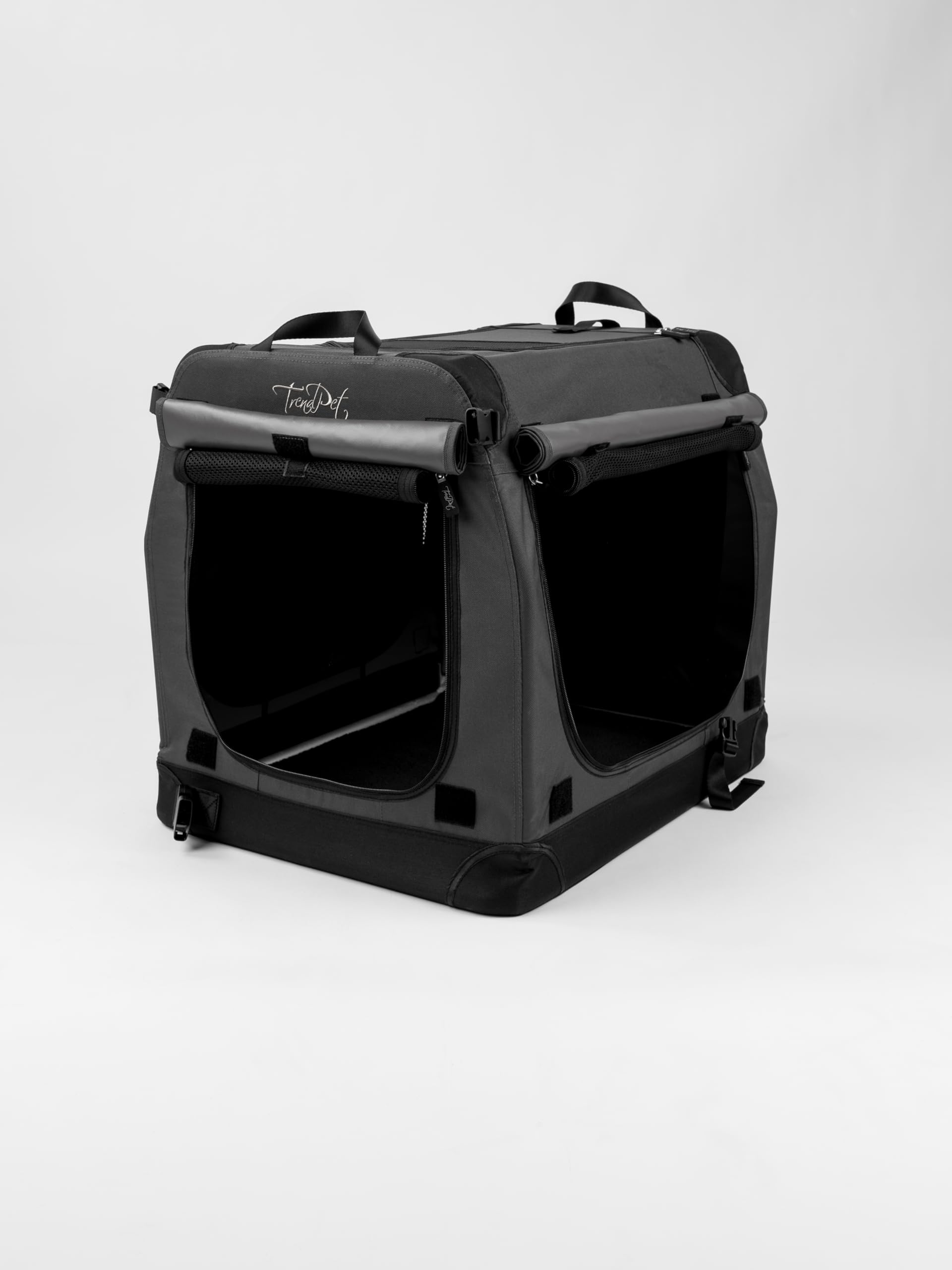 TrendPet TPX-Pro - Leichte, Faltbare Hundebox mit Aluminium Rahmen (grau, L 90 x B 65 x H 70 cm)