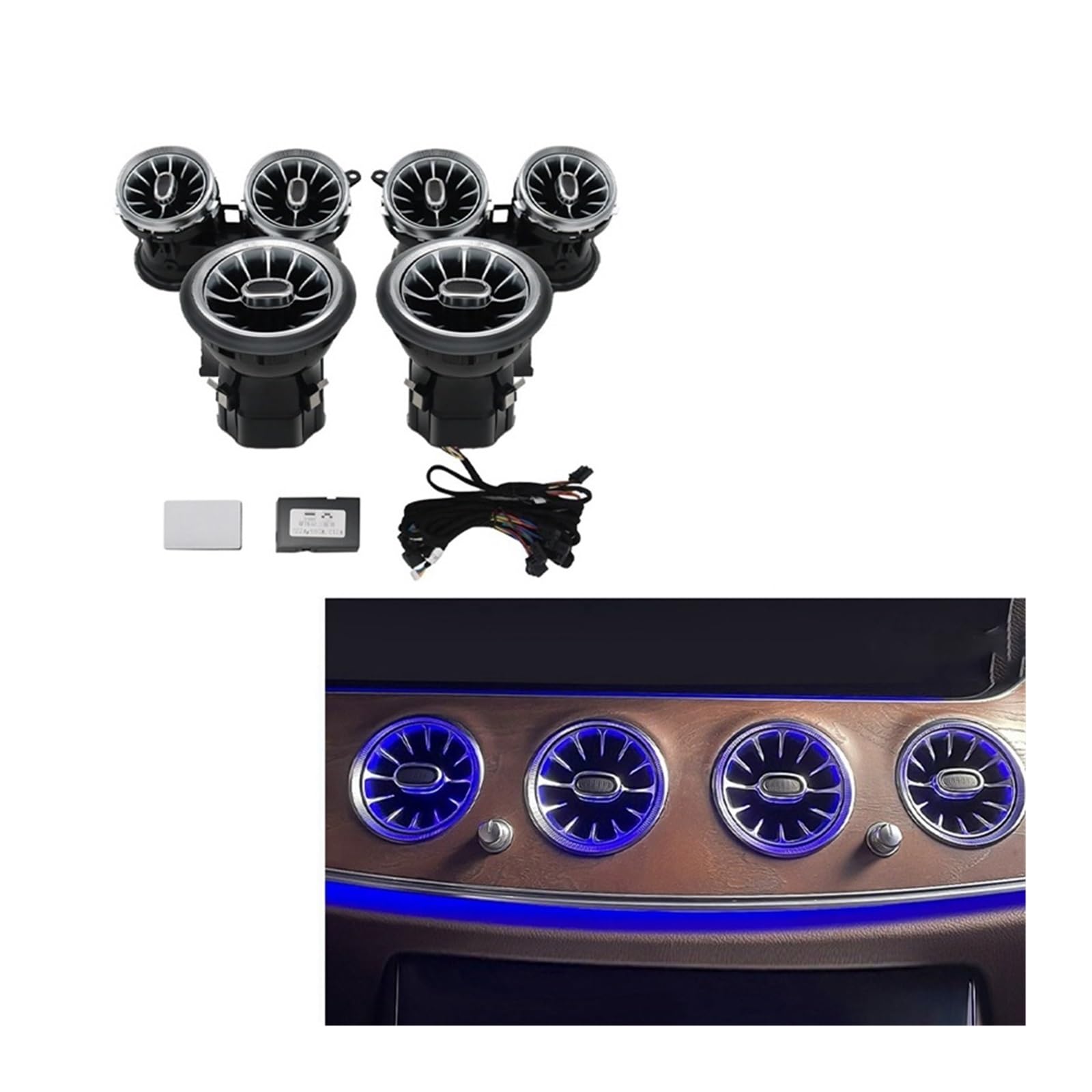 XCZPRKMXY 64 Color Car Turbine Air Outlet Ambient Light A/C Vent Outlet Atmosphere Lamp Compatible with Benz E Class W213 2016-2022(Burgundy)