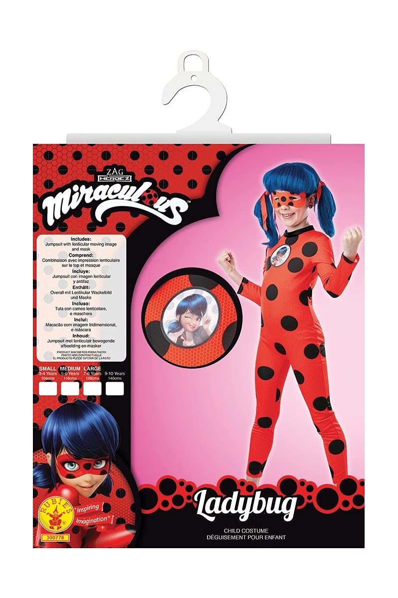 Rubies Costume Miraculous Ladybug Tikki per bambina, tuta Ladybug con maschera, Zag ufficiale, per Carnevale, Compleanni, Natale, Halloween