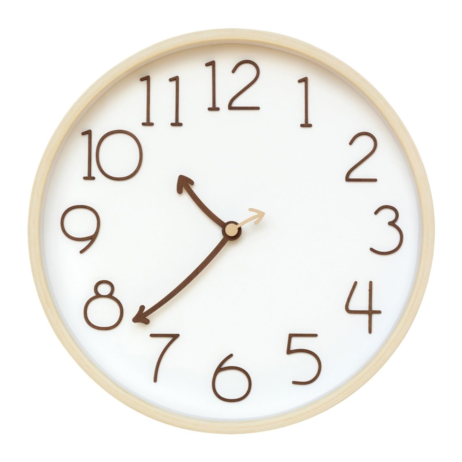 ZKALQECNF Living Room Solid Wood Wall Clock Large Digital Display Silent Operation Battery Powered(Natural wood color)