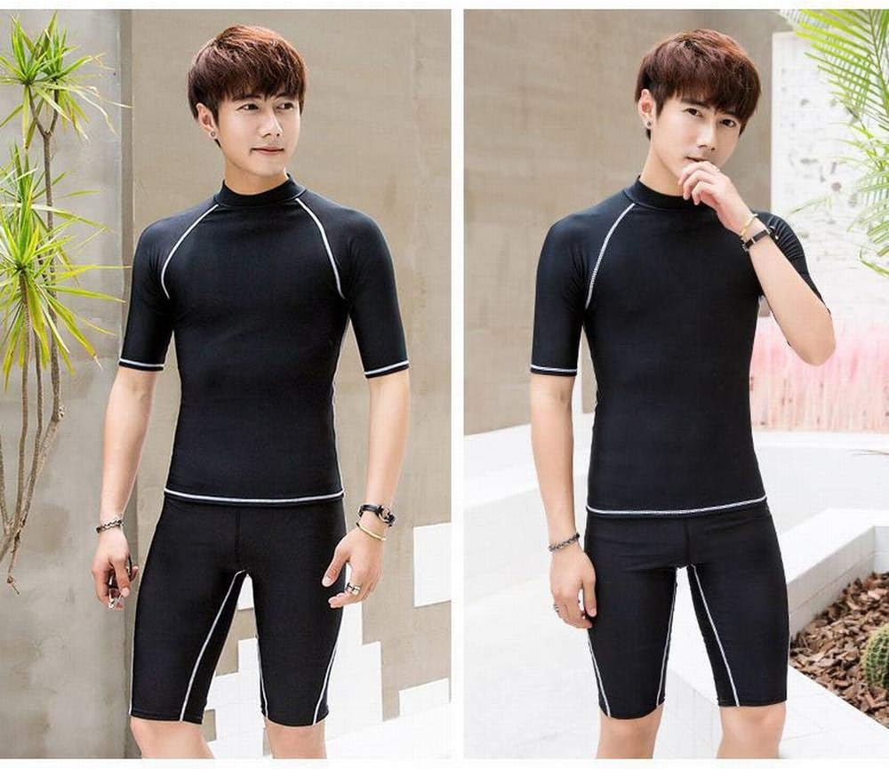 [DreaModes] メンズ 水着 2点セット フィットネスウェア 男性 大人 男の子 フィットネス水着 上下セット 半袖 長袖 運動 スポーツ 練習用 大きいサイズ ショートパンツ かっこいい 海 プール ピーチ リゾート