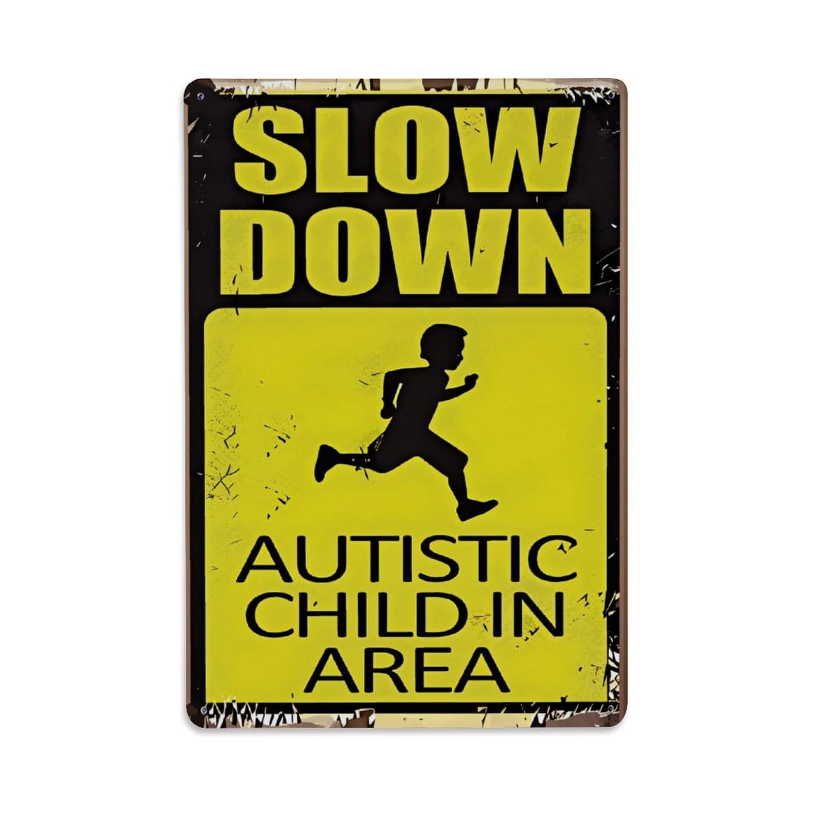 Enderetf Vintage Slow Down Autistic Child In Area Tin Sign Metal Poster, Home Bar Garage Man Cave Cafe Indoor & Outdoor Wall Decoration 8X12inches