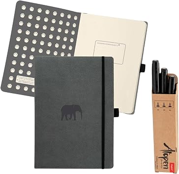 Dingbats Wildlife Dotted A5 Notebook Journal and 3 Pack Fineliner Pens Bundle