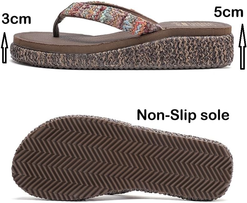 Womens Platform Wedge flip flops Trendy dressy women Beach sandals Wedge Sandals for Women