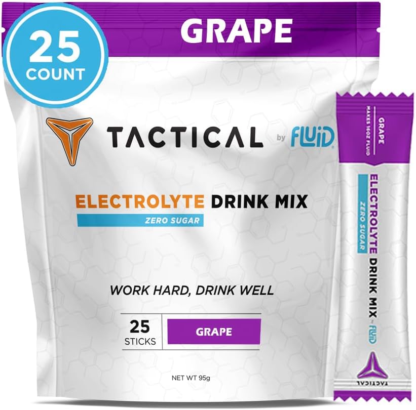 Fluid Tactical - 25 Count Zero Sugar Electrolyte Powder | Fruit Punch | Travel Ready Drink Mix | Extreme Re-Hydration
