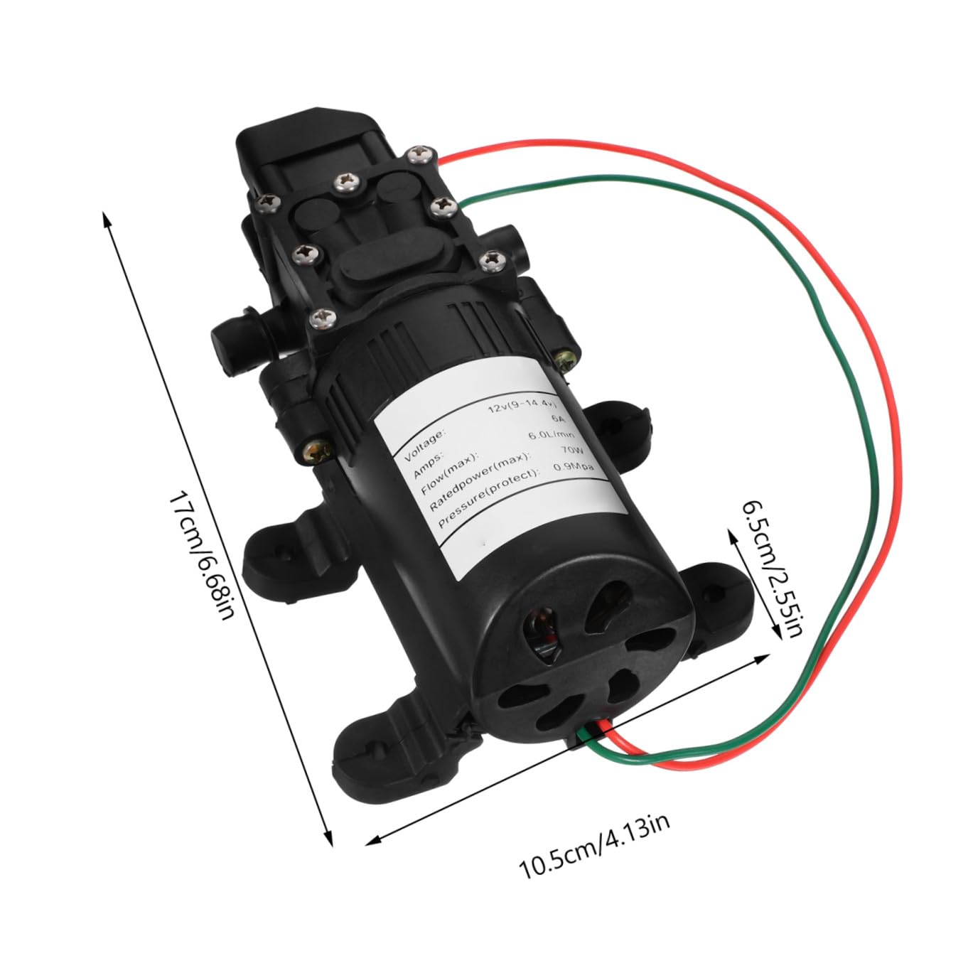 Bomba de Diafragma Eléctrica Negro, Alta Presión, 12v 70w 6l/
