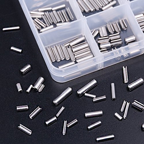 Glarks 180Pcs M2 M2.5 M3 M4 Slotted Spring Pin Assortment Kit, Split Spring Dowel Tension Roll Pins - 304 Stainless Steel #TOP3