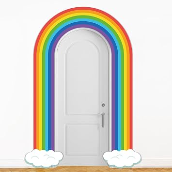 Rainbow Party Porch Banner Rainbow Themed Door Hanging Decoration Rainbow Birthday Party Hanging Banner Rainbow Cloud Banner Backdrop for Classroom Door Rainbow Theme Photo Booth Props Supplies