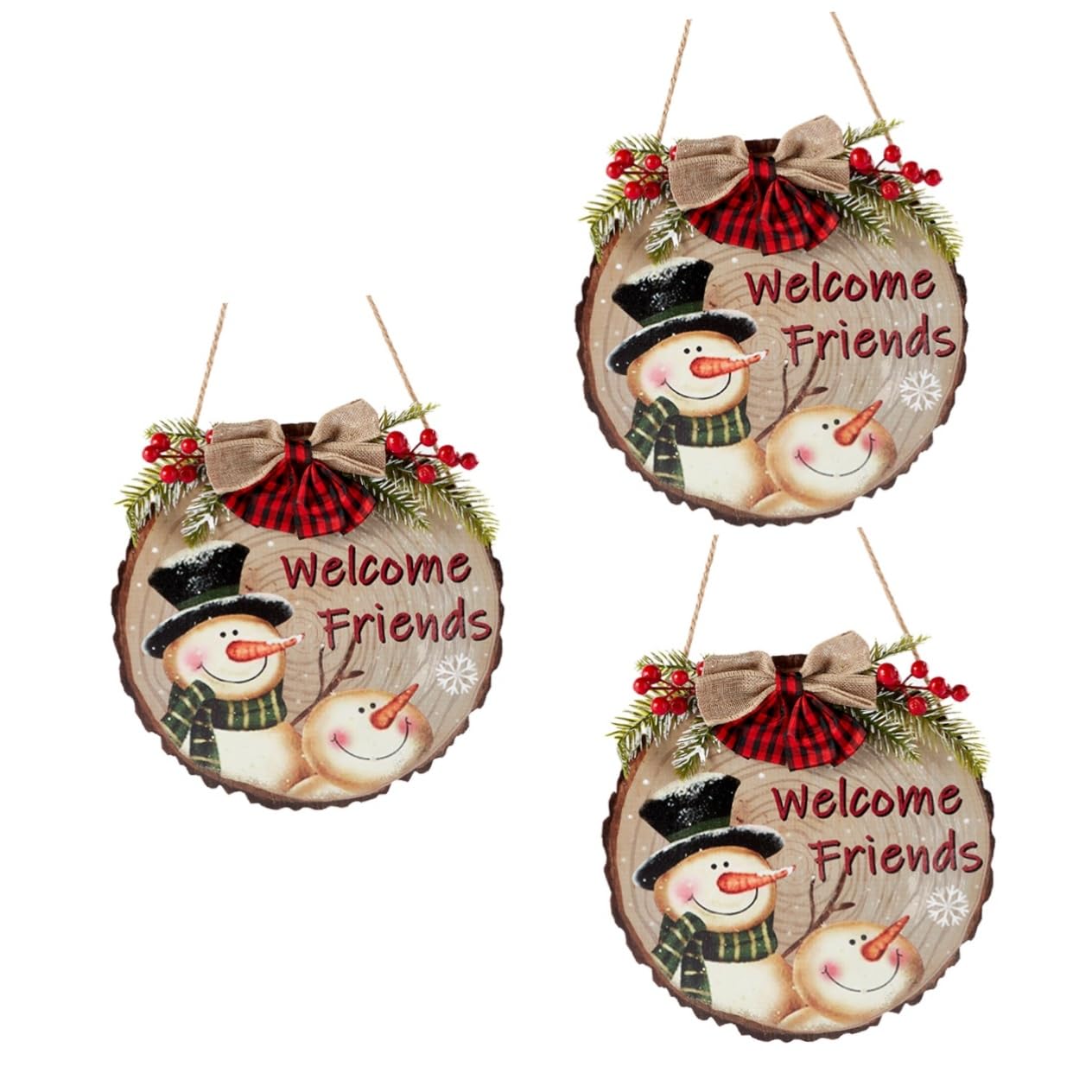 TOPBATHY 3 Piezas Colgante de de Puerta de Navidad Letrero de Porche de Navidad Decoraciones navideñas Guirnalda decoración de Puerta de Madera Cartel Colgante de Madera