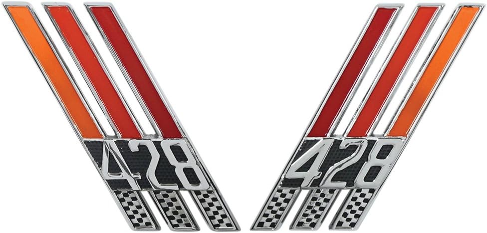 Fender Emblems 428 with 3 Red-to-Orange Bars and Flags Pair 1967 Galaxie LTD Custom and Station Wagons (C7AZ-16228-9B)