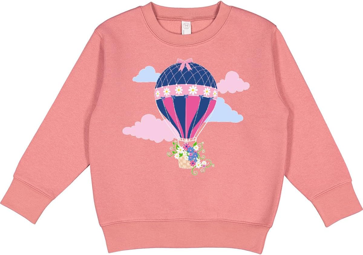 inktastic Hot Air Balloon with Flowers and Clouds Toddler Sweatshirt