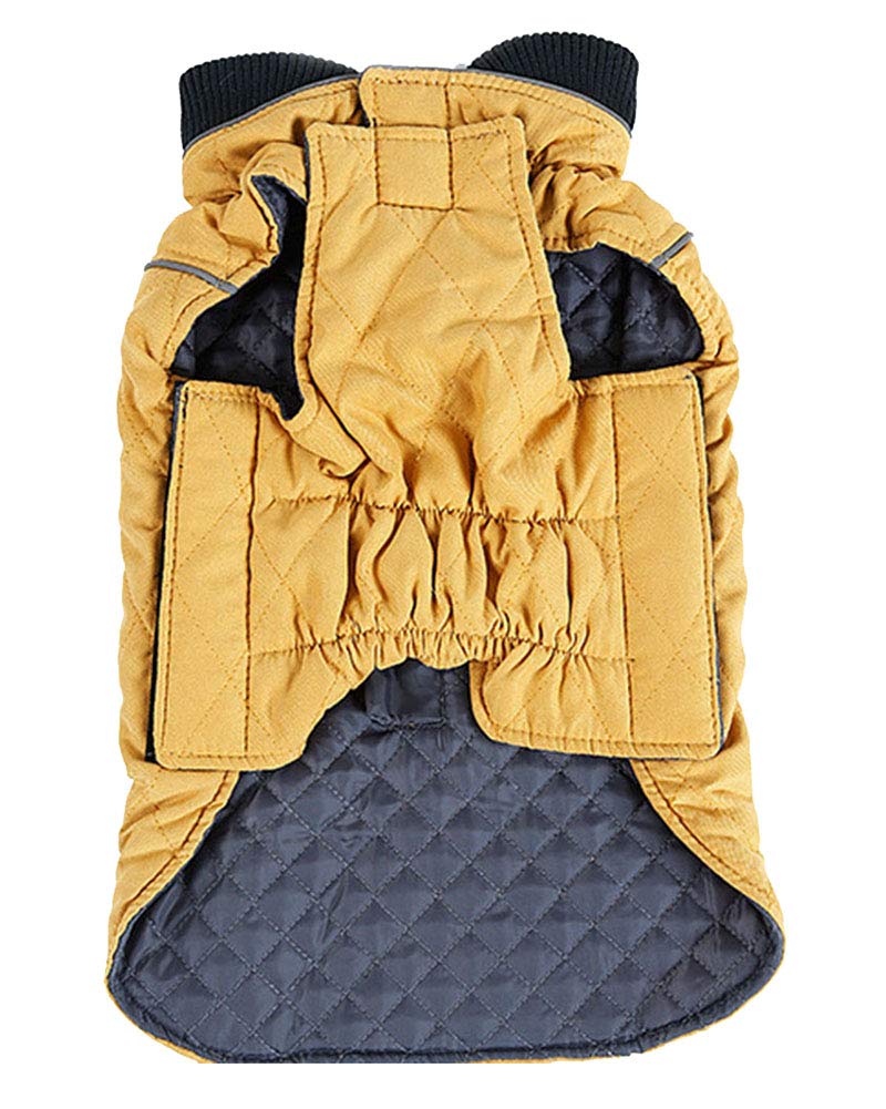 Reflective Warm Dog Coat Jacket Cold Winter Windproof Padded Puffer Vest Outfit Clothes with Harness Hole for Small Medium Large Dogs Yellow M