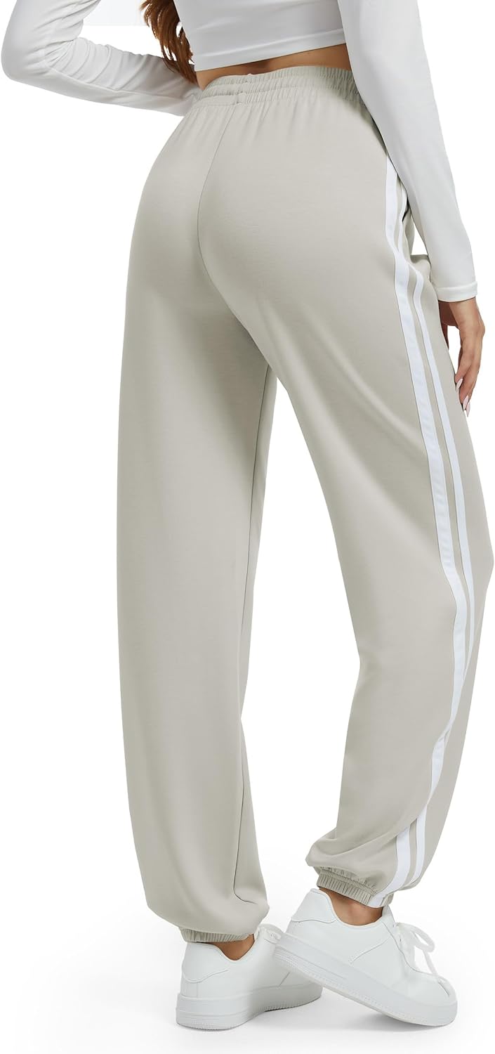Track Pants Women's Sweatpants Side Stripes High Rise Drawstring Baggy Lounge Cinch Bottoms Active Joggers Fall - Image 2