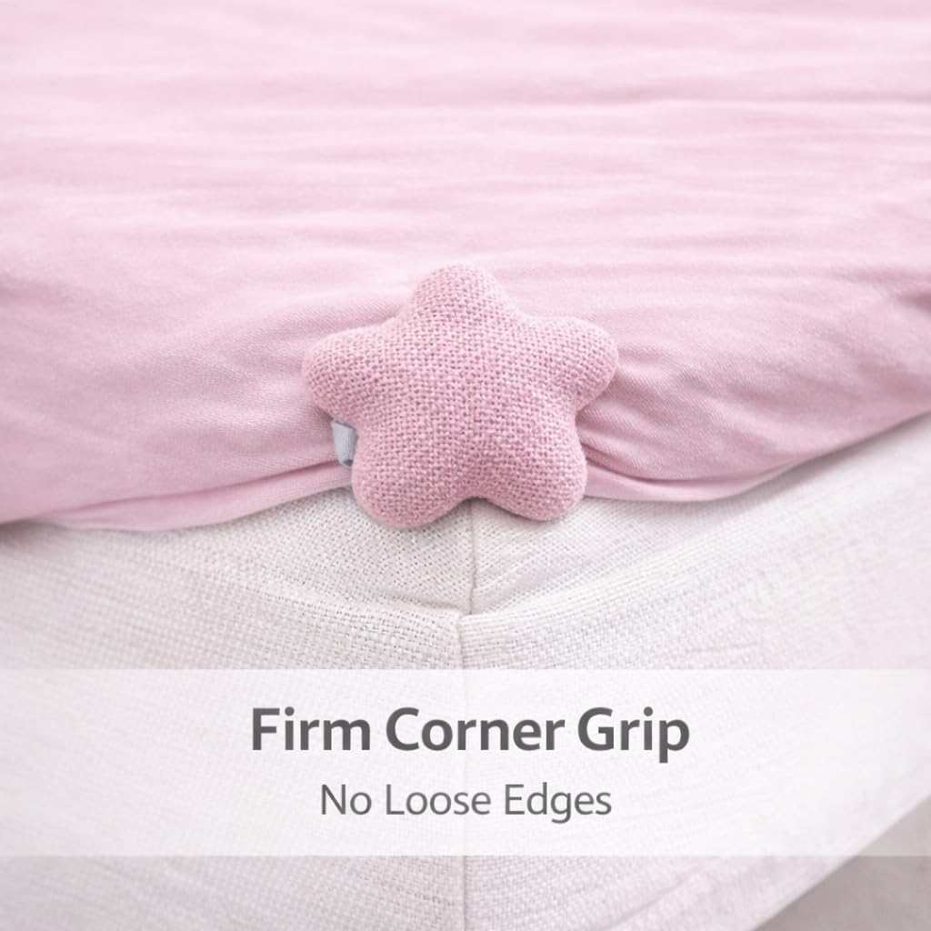 BUNDLEPRO Bed Sheet Clips | Mushroom Duvet Cover Pins Holding Clips | Non-Slip Comforter & Quilt Fixator | Anti-Movement Blanket Holder with One-Key Unlock (12 Pack Pink Mushroom Clips) 1