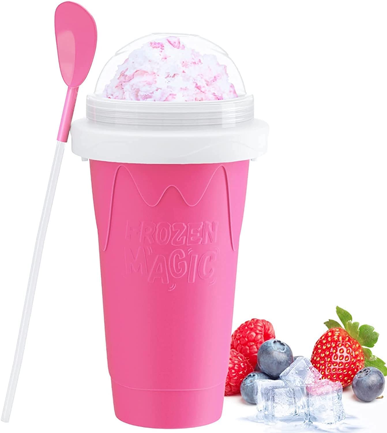 2022 Double Layer Magic Squeeze Quick Frozen Smoothies Slushy Ice Cream Maker Cup with Dome Lids