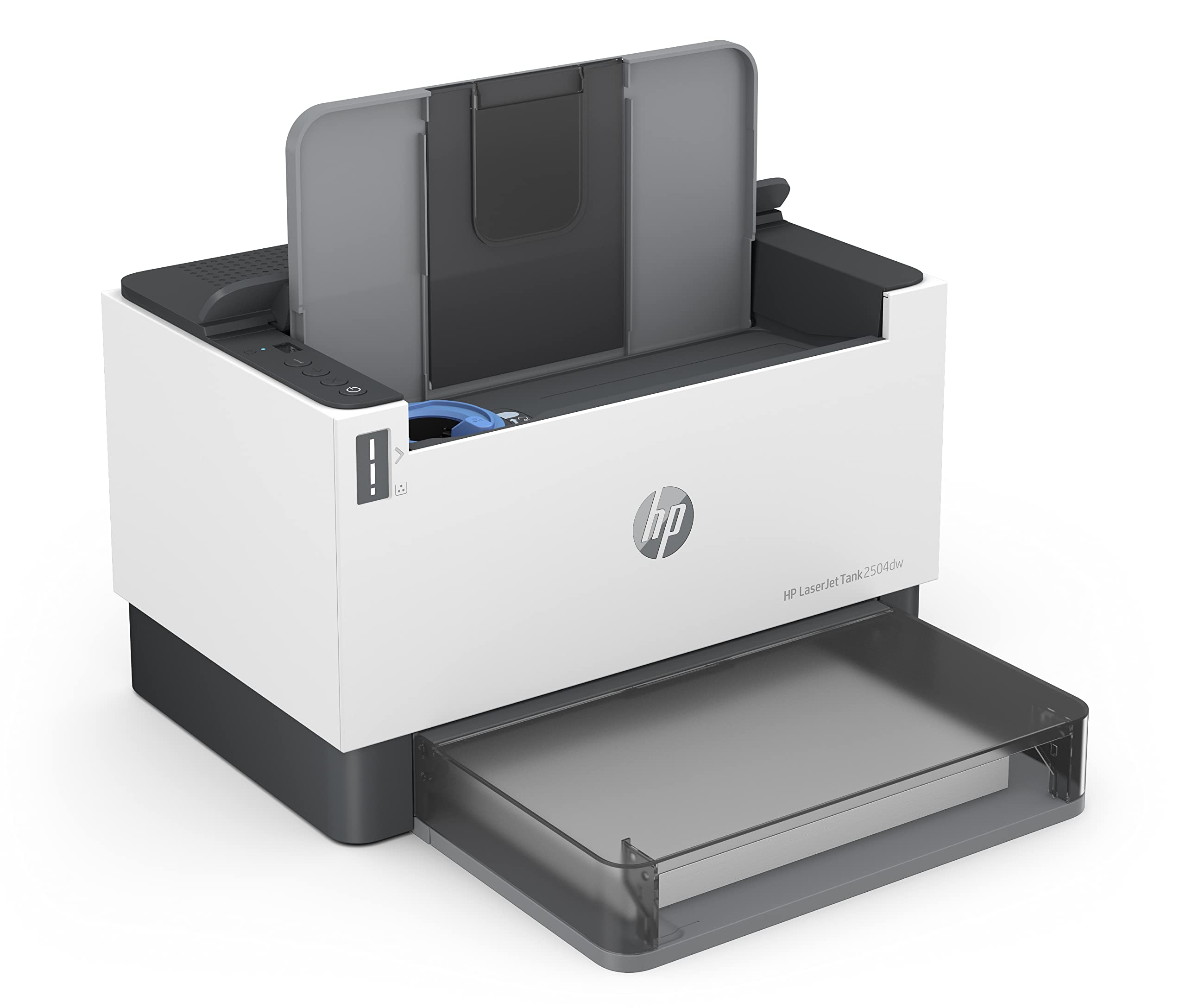 HP Laser Tank 2504dw, 2R7F4A, Imprimante Monochrome Fonction Unique, réservoir de Toner intégré à Recharge Rapide, Recto/Verso Automatique, 22 ppm, Jusqu'à 5000 Pages, Wi-FI, USB, LCD, Blanche